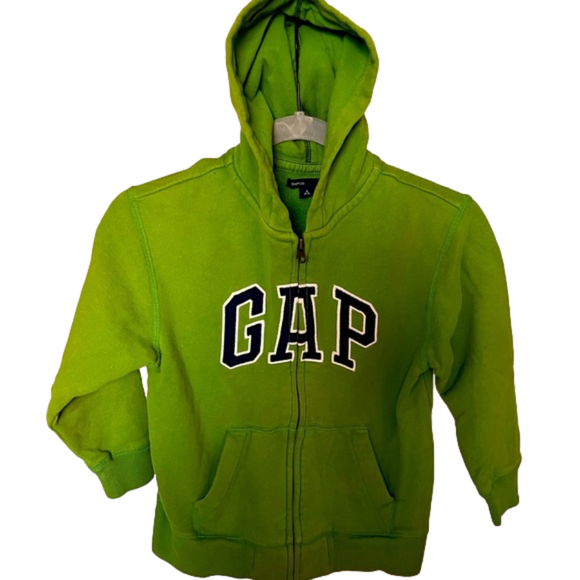 GAP Other - Gap Boys Green Zip Up Hoodie w Navy Blue Logo Great Condition. Cozy. Size 6-7
